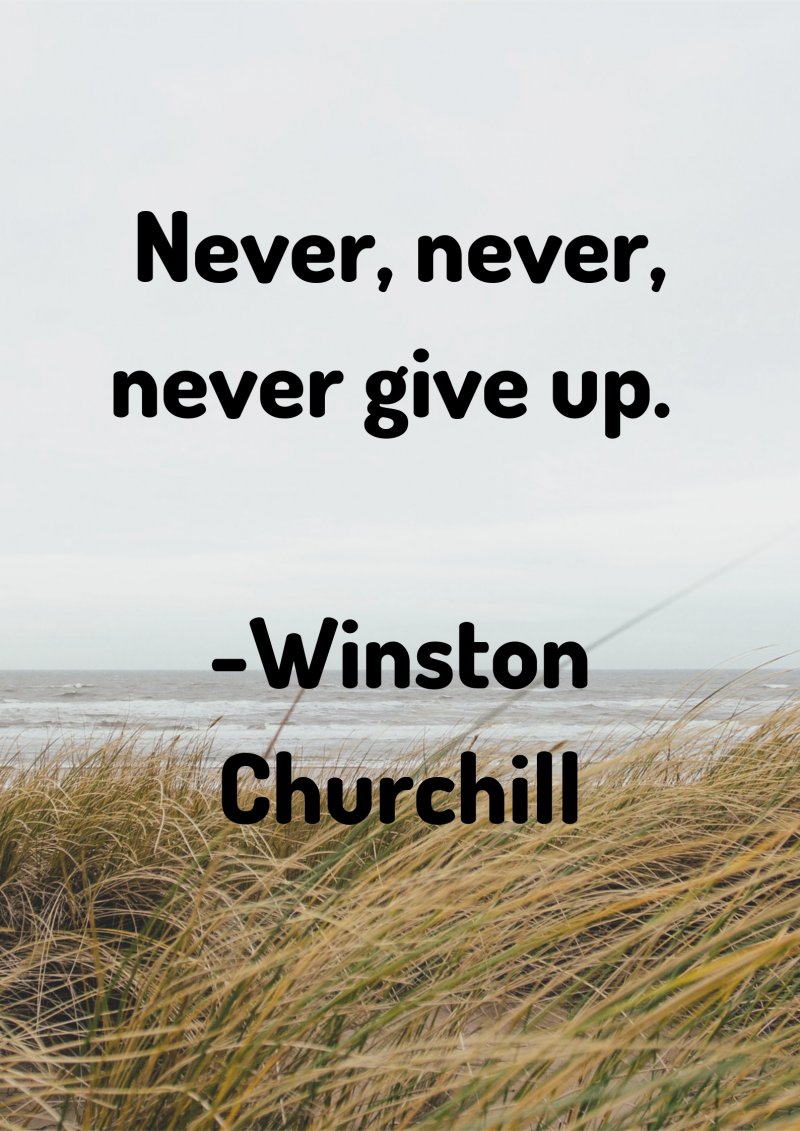 Never, never, never give up. Winston Churchill