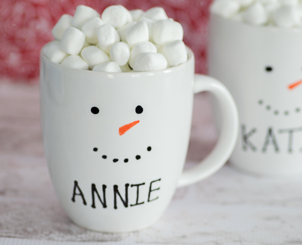 Personalized Snowman Mugs.
