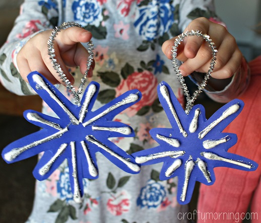 Q-Tip Snowflake Ornament.