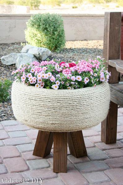 Recycled Tire Turned Gorgeous Planter.