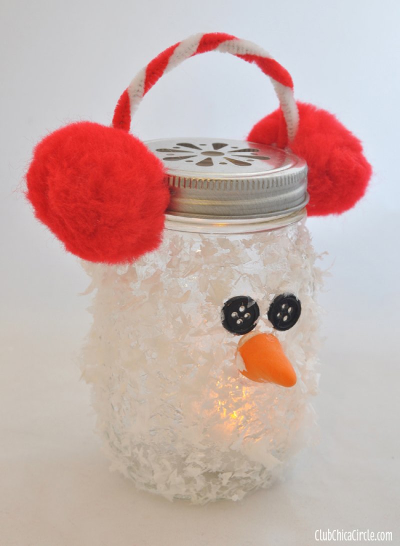 Snowman Mason Jar Luminary Ornament.