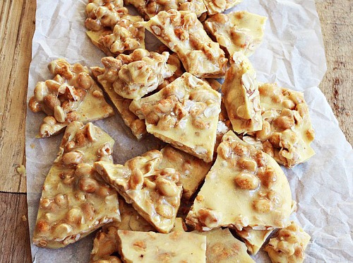 Sweet and Spicy Peanut Brittle by a Beautiful Mess.