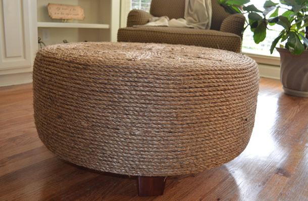 Turn an Old Tire into a Rope Ottoman.