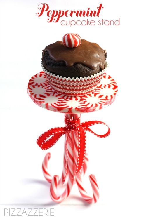 Peppermint candy cupcake stand see the tutorial at Pizzazzerie.