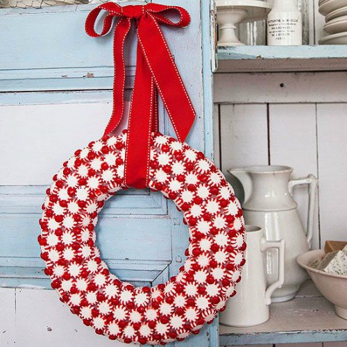 Peppermint candy wreath from Better Homes & Gardens.