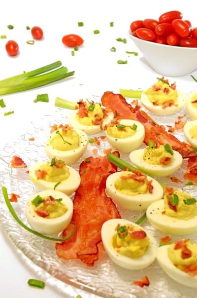 Bacon & Scallions Deviled Eggs Recipe.