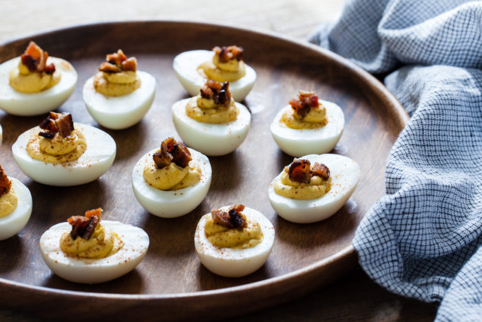 Butternut Squash & Bacon Deviled Eggs from Snixy Kitchen