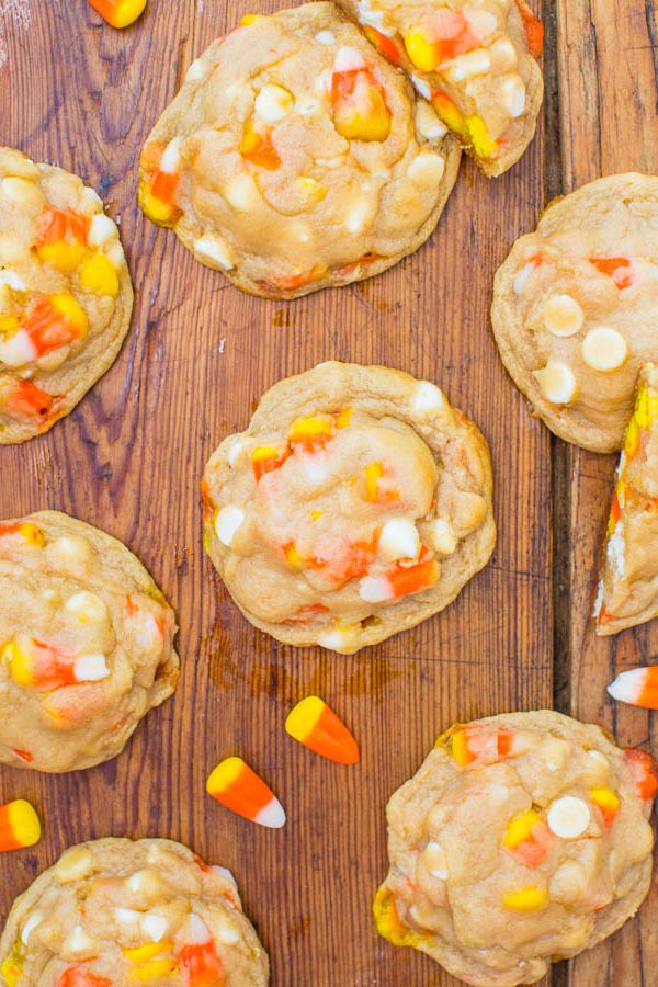 Candy Corn and White Chocolate Softbatch Cookies at Averie Cooks
