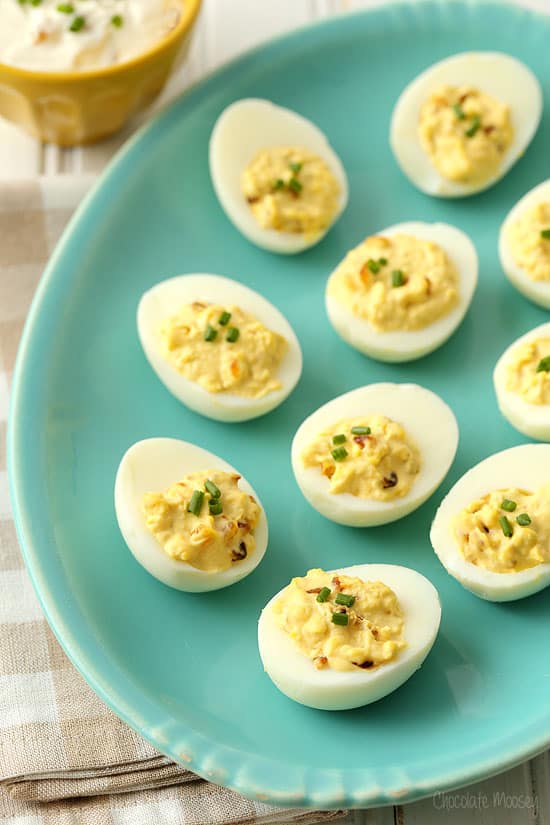 French Onion Dip Deviled Eggs by Chocolate Moosey