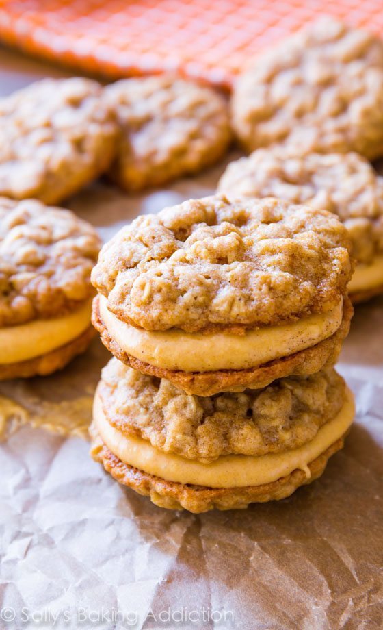 Oatmeal Pumpkin Creme Sandwich Cookies from Sally’s Baking Addiction