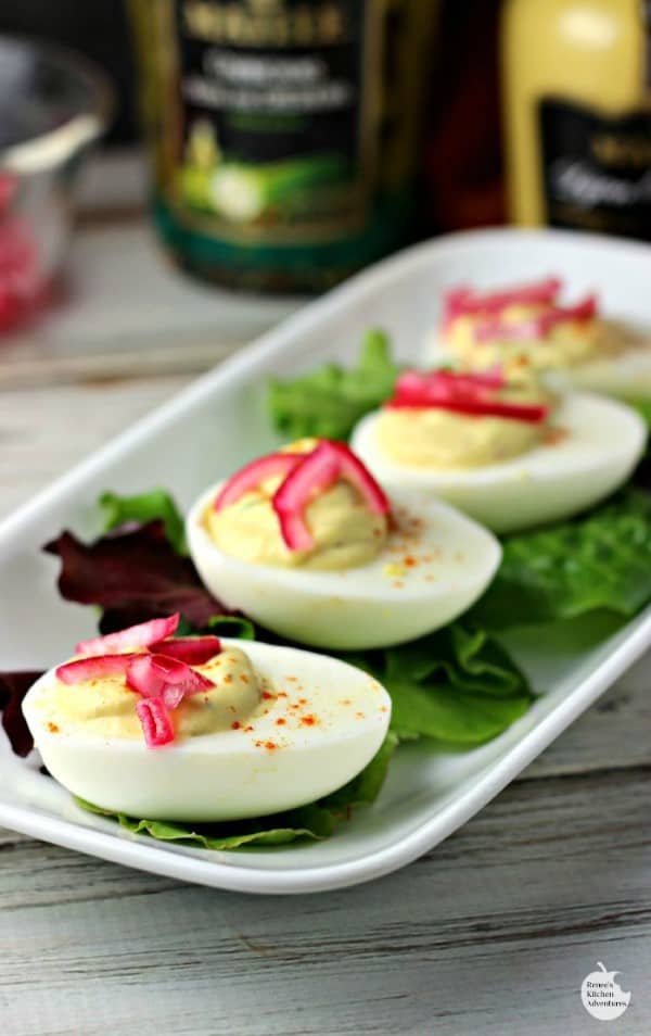 Pickled Red Onion Deviled Eggs by Renee’s Kitchen Adventures