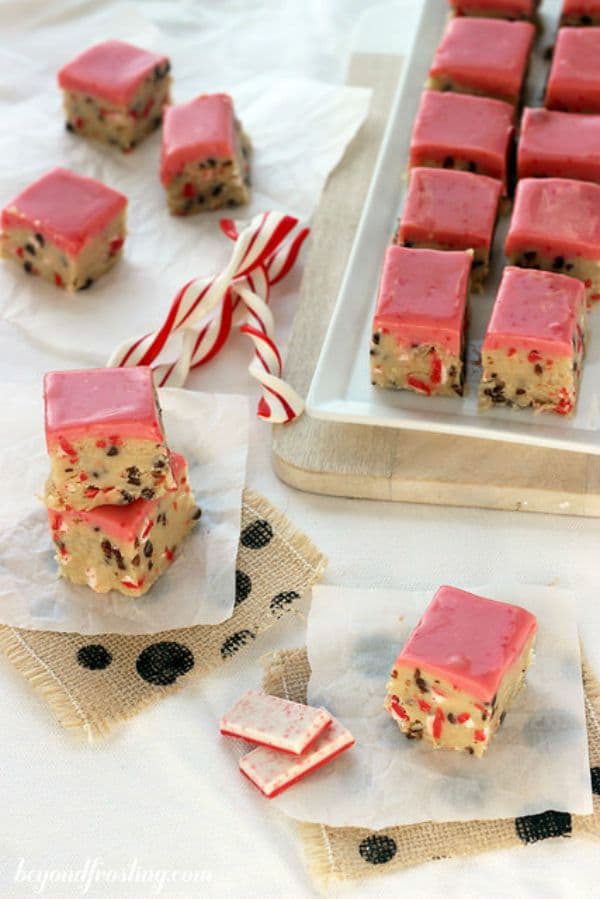 Andes Peppermint Crunch Cookie Dough Truffle Bars by Beyond Frosting - Delicious Christmas Bark Recipes