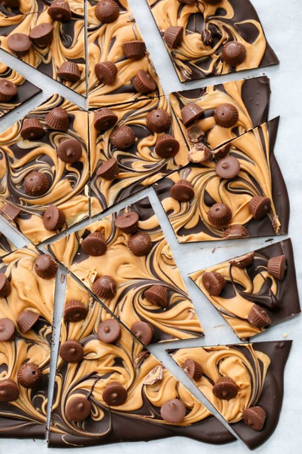 Chocolate Peanut Butter Cup Bark by Love and Olive Oil