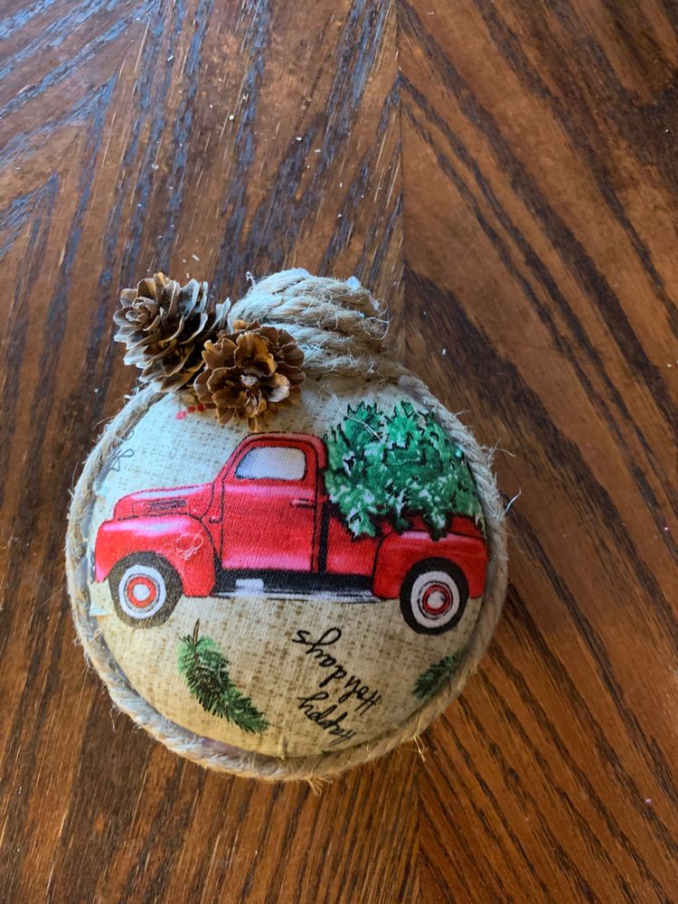 Red truck ornament.