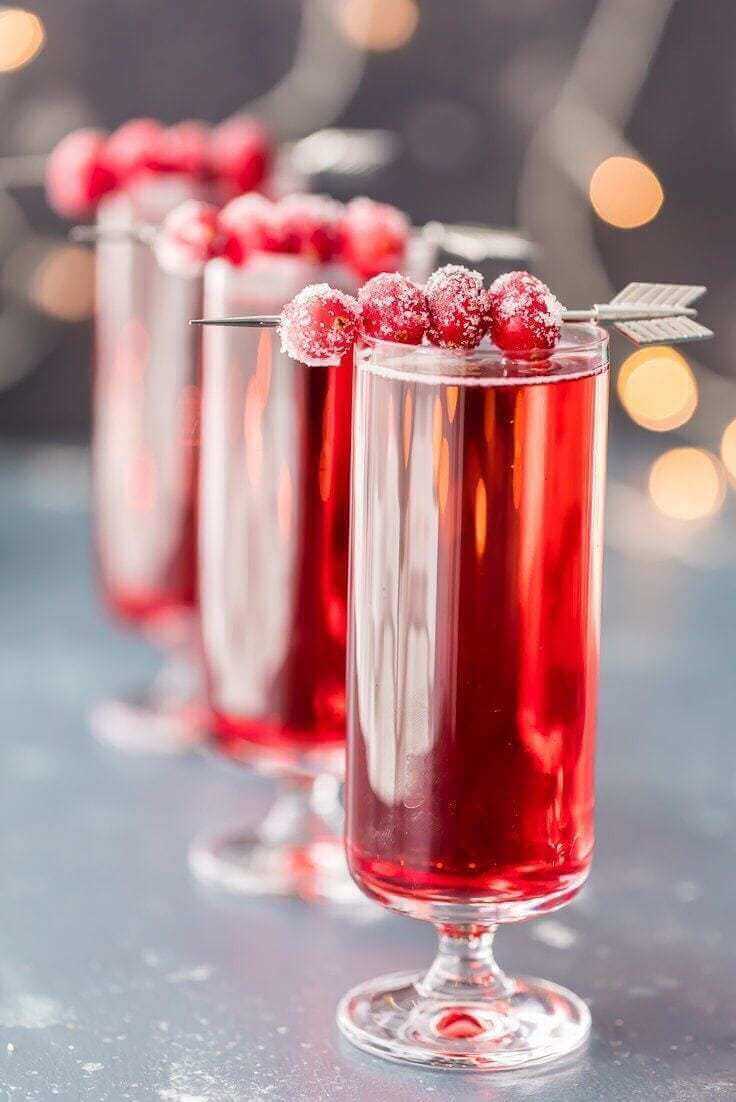 Sugared Cranberry Ginger Mimosa.