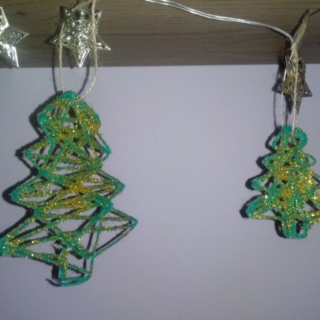 Yarn ornaments for Christmas.