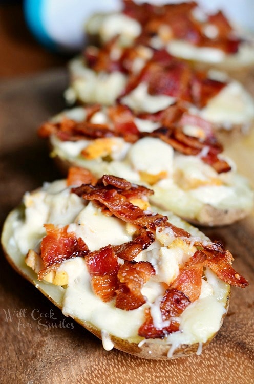 Bacon Chicken Ranch Loaded Potato Skins by Will Cook for Smiles
