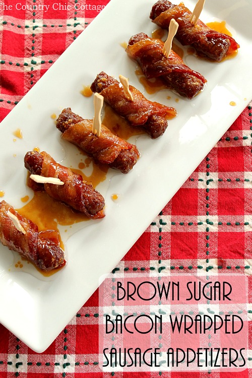 Brown Sugar Bacon Wrapped Sausage Appetizers by the Country Chic Cottage