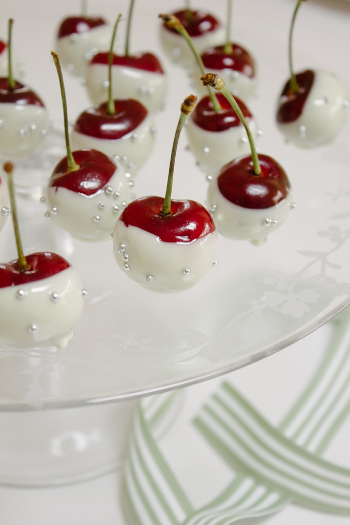 Cherries dipped in white chocolate by Simple Provisions