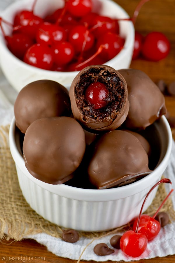 Chocolate Covered Brownie Cherry Bombs From Wine and Glue