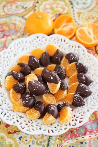 Chocolate Dipped Clementines with Sea Salt from Comfort of Cooking