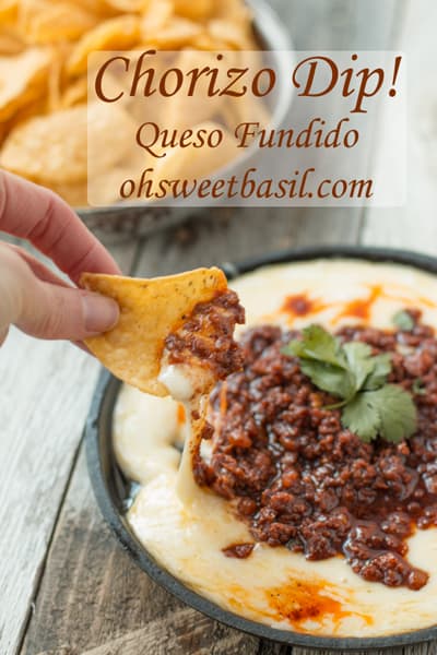 Chorizo Dip – Queso Fundido from Oh Sweet Basil