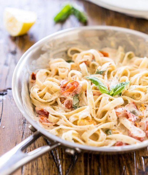 Creamy Vegan Pasta Sauce With Lemon and Capers.