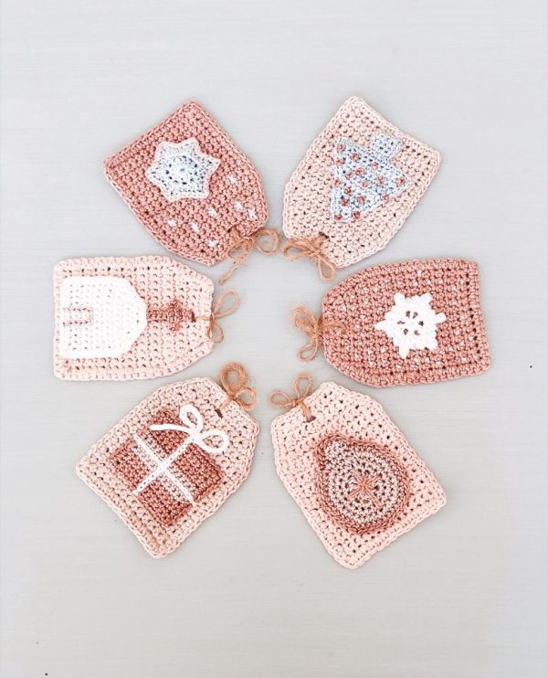 Crochet Christmas gift labels.