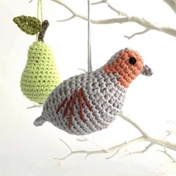 Crochet partridge in a pear tree.
