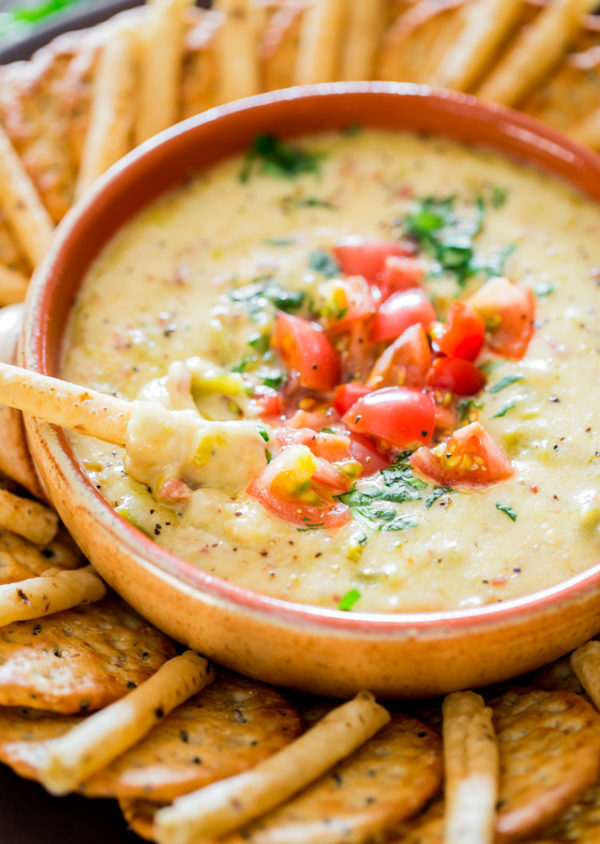 Crockpot bacon queso blanco dip from Jo Cooks