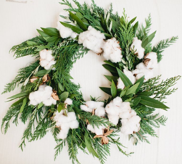 DIY Christmas Cotton Wreath.