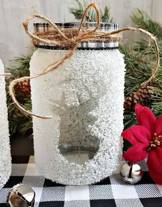 DIY Snow Covered Christmas Mason Jar Craft.