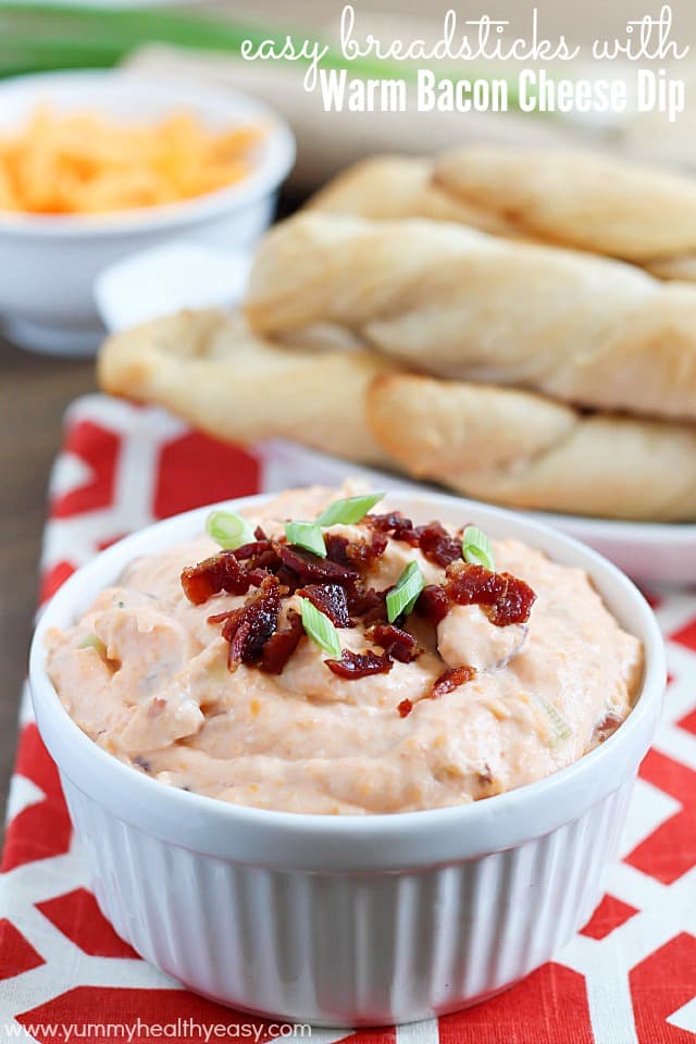 Easy Breadsticks with Warm Bacon Cheese Dip