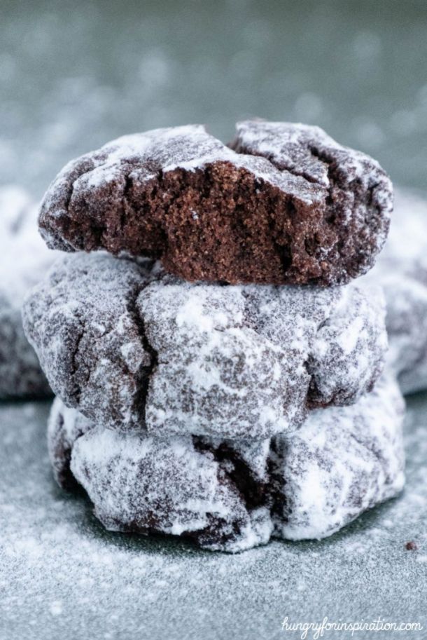 Easy Keto Chocolate Crinkle Cookies by Hungry For Inspiration