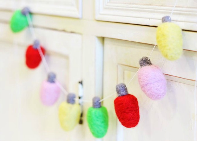 Felted Christmas Lights from Let’s Celebrate