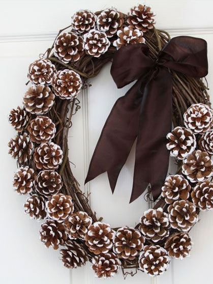 Frost Tipped Pinecone Wreath by Country Living