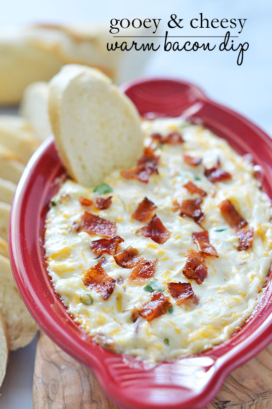 Gooey and Cheesy Warm Bacon Dip by Kitchen Meets Girl