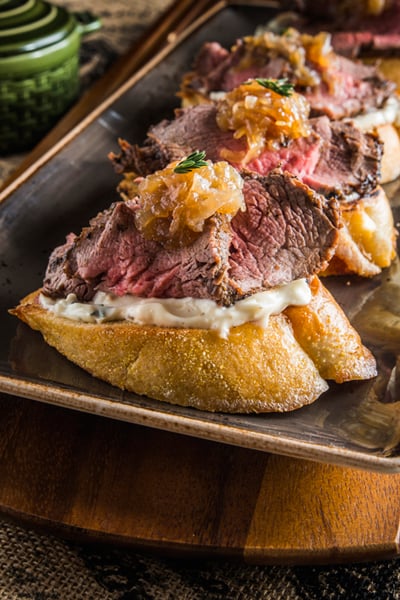 Holiday Steak Bruschetta from Wishes and Dishes