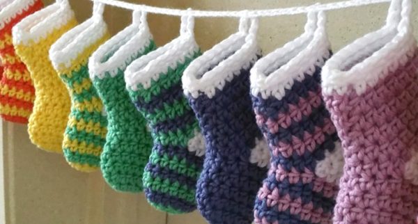 Mini crochet stockings.