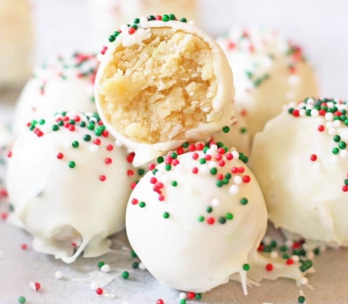 No Bake Christmas Sugar Cookie Truffles from If You Give a Blonde a Kitchen