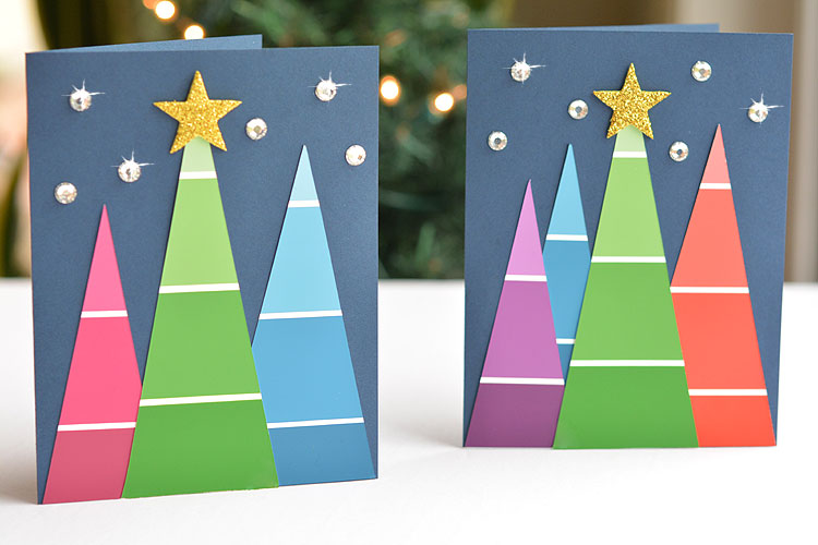 Paint Chip Christmas Tree Card by One Little Project