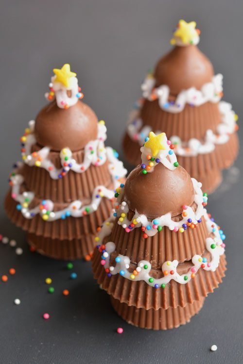 Peanut Butter Cup Christmas Trees from One Little Project