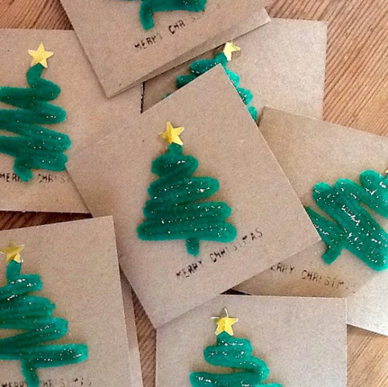 Pipe Cleaner Christmas Tree Card