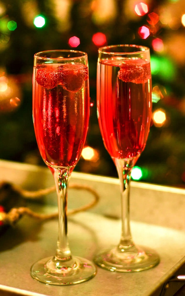 Raspberry Sparkling Wine or Champagne Drink from DIY Candy
