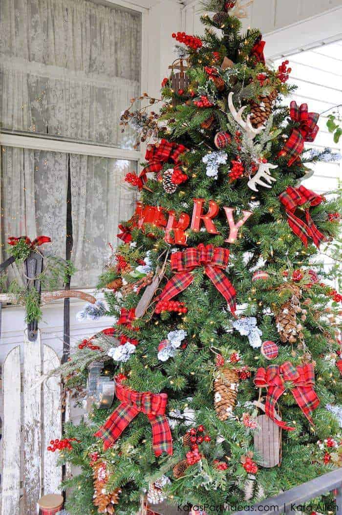 Rustic Cabin-Inspired Christmas Tree by Kara’s Party Ideas