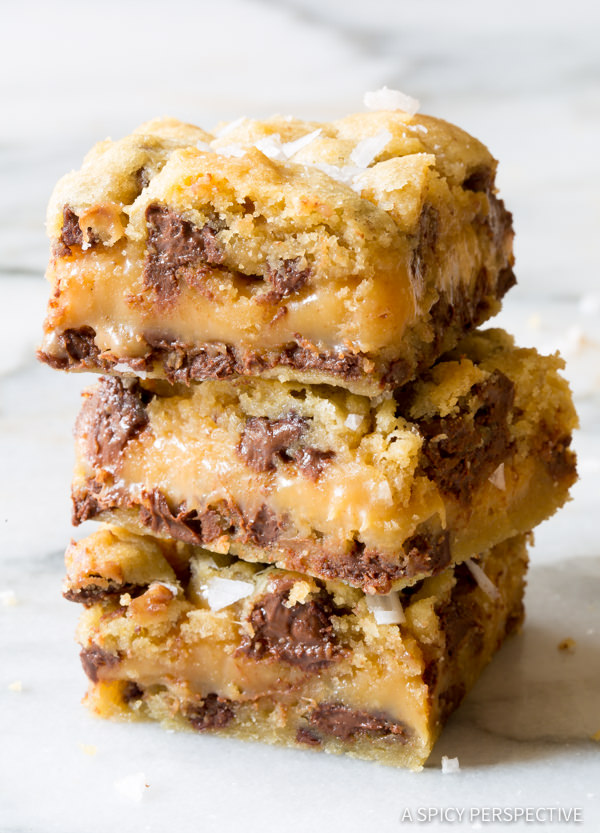 Salted Caramel Chocolate Chip Cookie Bars from A Spicy Perspective