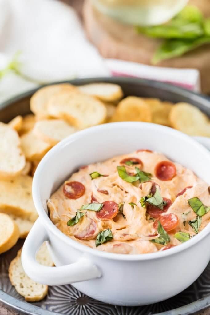 Slow Cooker Pepperoni Pizza Dip by The Cookie Rookie