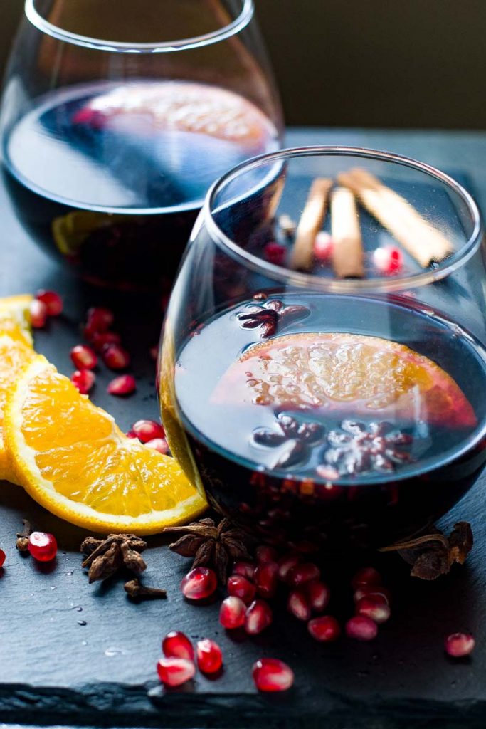 Slow Cooker Spiced Mulled Wine with Pomegranate