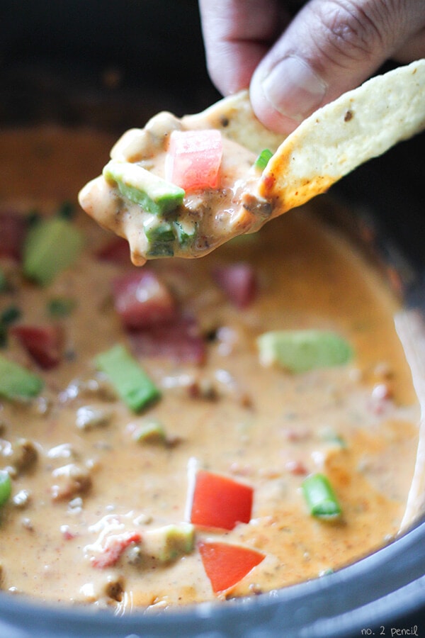 Slow Cooker Taco Queso Dip by Number 2 Pencil