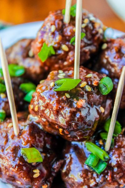 Slow cooker raspberry balsamic meatballs by The Food Charlatan